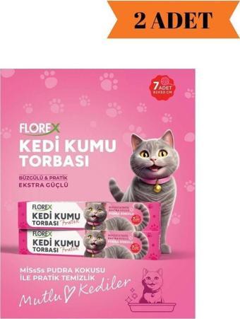 Florex Pudra Kokulu Kedi Kumu Torbası (82x50cm/ 7 Adet) x 2 Adet