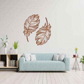 Gizem Shop Dekoratif Kuş Tüyü Ikili Set Lazer Kesim Ceviz
