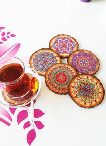 Kemson Mandala Baskılı 6'Lı Bardak Altlığı Set Şık Bir Sunumluk