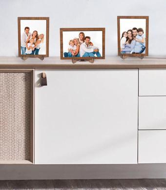 Odun Marketi 3 Adet Ahşap Ayaklı Resim Çerçevesi 13X18 Resme Uygun (Camsız)
