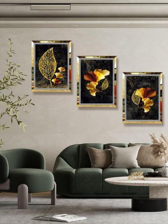 Yalova Shop Dekoratif,Modern Sanatsal Siyah Üzerine Gold Çalışması