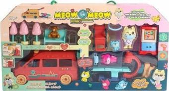 Mega Meow Meow Kırmızı Ambulans Oyun Seti Kedi Bakım Merkezi
