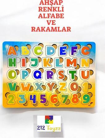 212Toyzz Ahşap Renkli Alfabe Ve Rakamlar  Serisi  Ahşap Eğitici  Büyük Harfler Eğitici Bultak Puzzle