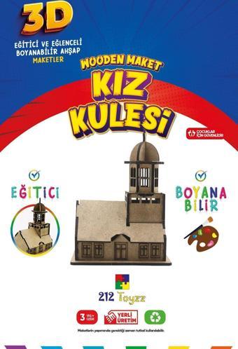 212Toyzz 3D Boyanabilir Ahşap Kız Kulesi Maketi - Çocuklar İçin Eğitici Oyuncak