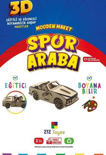212Toyzz 3D Boyanabilir Ahşap Spor Araba Maketi - Çocuklar İçin Eğitici Oyuncak
