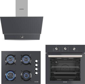 KUMTEL Dizayn Antrasit (Gri) Cam Ankastre Set