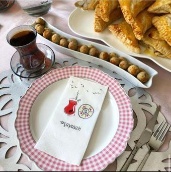 Türkiyem Organik Ürünler 100 Lü Sunum Peçetesi Baskılı Konuşan Kağıt Peçete Çift Katli 33X33 Cm