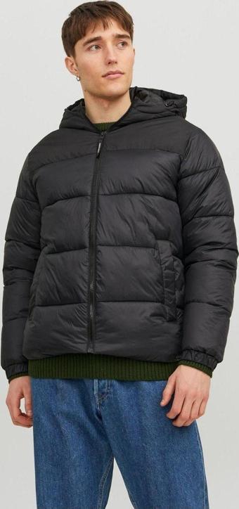Jack & Jones Erkek Rüzgar Geçirmez Kapüşonlu Puffer Mont - 12235859