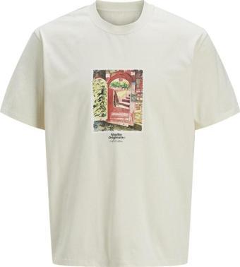 Jack & Jones Erkek Baskılı Bisiklet Yaka T-Shirt - 12273494