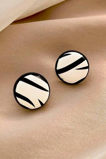Zebra Desenli  Deri Tasarım Küpe