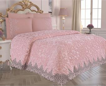 Belenay Steel Home Collection Merissa Pudra Dantelli Battaniye Seti