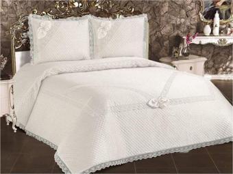 Bella Home Elif Yatak Örtüsü Çift Kişilik Fransız Güpürlü Krem