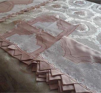 Bursa Çeyiz El Işi Dantel Pike Takımı Çarşafı Dantelli Miray