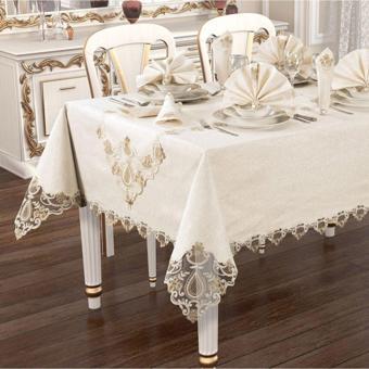 Cotton House Lux Damla Krem Masa Örtüsü Takımı