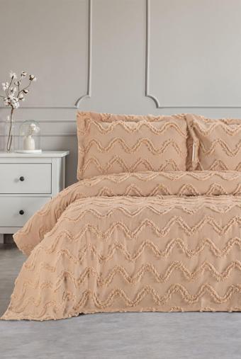 Home Collection Çift Kişilik Püsküllü Pike Takımı 3 Parça Bej