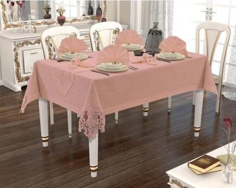 Atak Linen Model 26 Parça Keten Dertsiz Masa Örtüsü Takımı