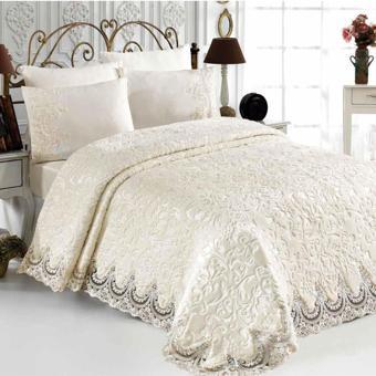 Golden Home Banu Fransız Güpürlü Çift Kişilik Yatak Örtüsü Battaniye Takımı