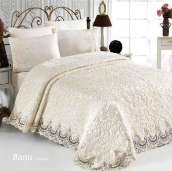 Golden Home Banu Fransız Güpürlü Çift Kişilik Yatak Örtüsü Battaniye Takımı