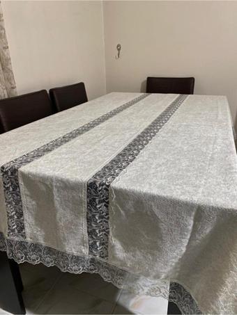 Ağaoğlu Fransız Güpürlü Lüx Kadife Masa Örtüsü