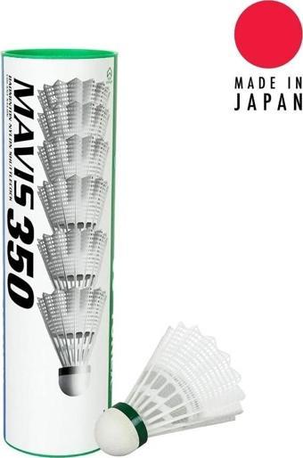 Yonex Mavis 350 (6'lı) Beyaz Badminton Topu - Yeşil Bant