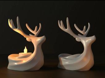 Jeane Home Decor 2 Adet Beyaz Renk Dekoratif Yılbaşı Tealight Geyik Hediyelik Ev Dekorasyonu