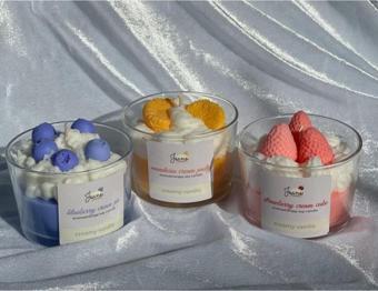 Jeane Home Decor Jeane Candles Üçlü Best Friends Hediyelik Soya Mum Vanilya Kokulu Çilek Mandalina Yabanmersini