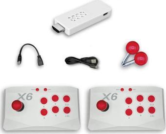 ScHitec X6 4KHD Kablosuz Çift Arcade Joystickli Retro Oyun Konsolu 21150 atari Makinası Oyunlu 64GB