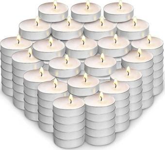 Ersustore 11 Gram 100'Lü Uzun Yanma Tealight Mum Beyaz 3,8 Cm 100'Lü Paket Kokusuz Söz Nişan Kına Buhardanlık