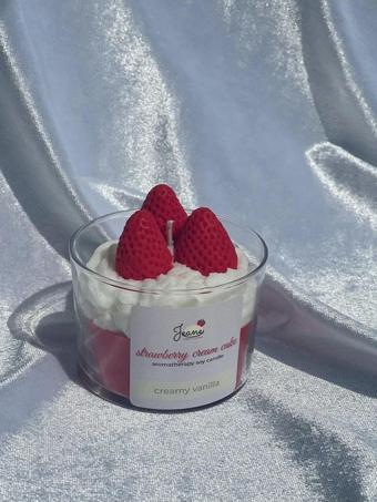 Jeane Home Decor Strawberry Kırmızı Vanilya Kokulu Hediyelik Aromaterapi Mum Sevgiliye Tütsü Arınma Akış