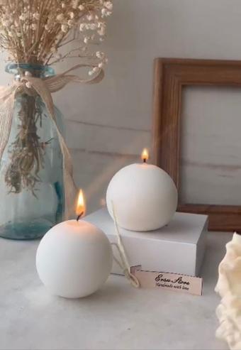 Ersustore 2 Adet Kokulu Yuvarlak Soya Wax Küre Daire Yuvarlak Ev Dekorasyonu Hediyelik Mum