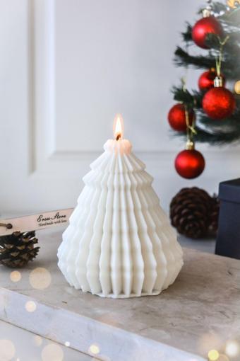 Ersustore Büyük Boy Tasarım Yıl Başı Çam Ağacı Soya Wax Mum