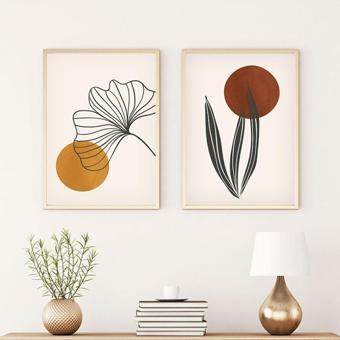 Huhuli Ahşap Çerçeveli Modern Tablo Seti Huhu83