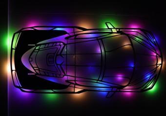 Veraart Işıklı Araba Temalı Tablo Lamborghini Üst Görünüm Dekoratif Gece Lambası 100 cm