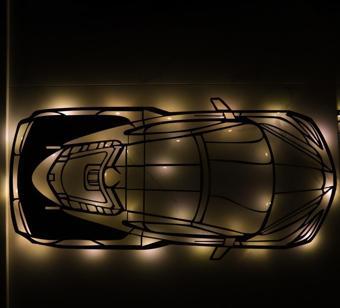 Veraart Işıklı Araba Temalı Tablo Lamborghini Üst Görünüm Dekoratif Gece Lambası 100 cm