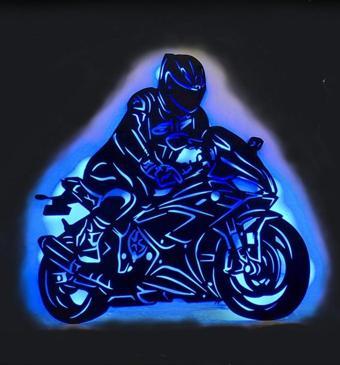 Veraart Işıklı Bmw S1000rr Motor Dekoratif Tablo Duvar Dekorlu Gece Lambası