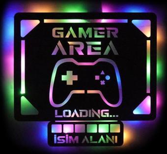 Veraart Işıklı Kişiselleştirilebilir Tablo Gamer Area Dekoratif Gece Lambası 60 cm