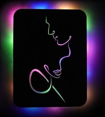 Veraart Işıklı Kişiselleştirilebilir Çift Temalı Tablo Vivian Dekoratif Gece Lambası 60 cm