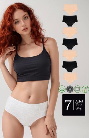 Karma 7'Li Paket Pamuklu Yüksek Bel Bato Külot