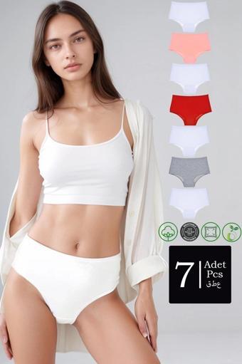 Karma 7'Li Paket Pamuklu Yüksek Bel Bato Külot
