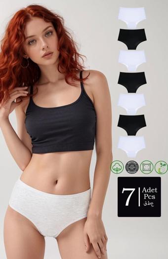 Karma 7'Li Paket Pamuklu Yüksek Bel Bato Külot