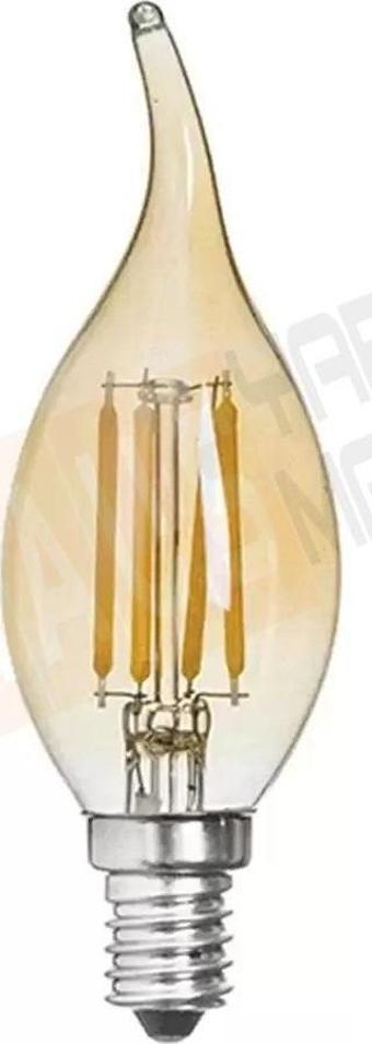 Global K2 KES600 4W E14 Günışığı Led Flamanlı Kıvrık Buji Rustik Ampul