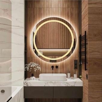Nuun Dekor 80 Cm Günışığı Ledli Ayna, Kumlamalı Banyo Aynası / Trafolu