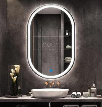 Nuun Dekor 80X50 Dokunmatik Beyaz Ledli Oval Ayna (Dimmer)