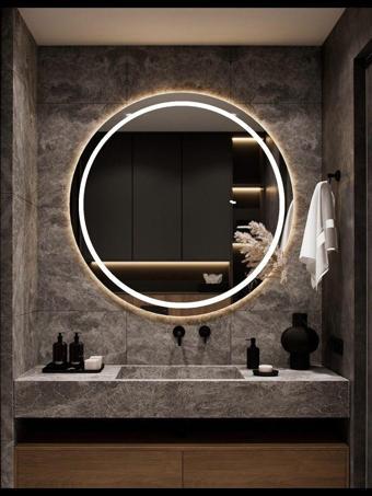 Nuun Dekor 90 Cm Gün Işığı Ledli Ayna, Kumlamalı Banyo Lavabo Ofis Makyaj Kuaför Aynası
