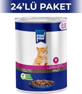 Paw Paw Jelly Tavuklu Yavru Kedi Konserve Maması 400 gr 24 Adet