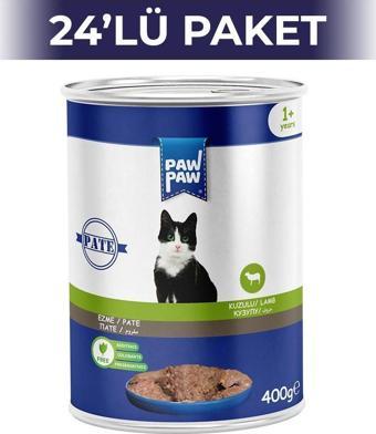 Paw Paw Pate Kuzulu Yetişkin Kedi Konserve Maması 400 gr 24 Adet