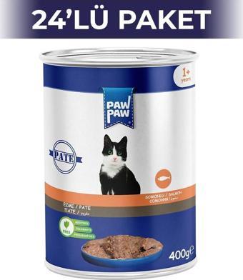 Paw Paw Pate Somonlu Yetişkin Kedi Konserve Maması 400 gr 24 Adet