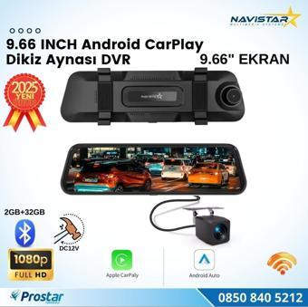 Kayıtlı 9.66 inç Kablosuz Carplay 4K+1080P Full HD 2 Kameralı Dikiz Aynası Wifi, Bluetooth,Fm Trans,Sd