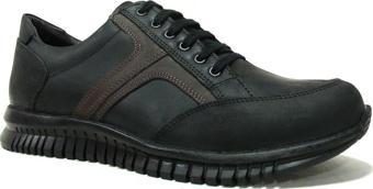 Güvenal Siyah Kahverengi Bağcıklı Anatomik Comfort Casual Ayakkabı