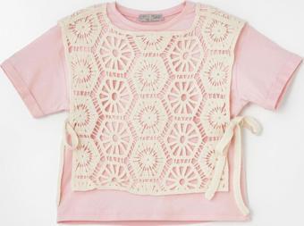 Kız Çocuk Motif Yelekli Dantelli Bluz